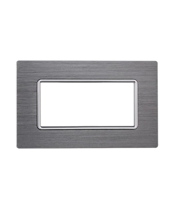 ETTROIT Placca In Alluminio Serie Solar 4P Colore Silver Compatibile Con Bticino Matix
