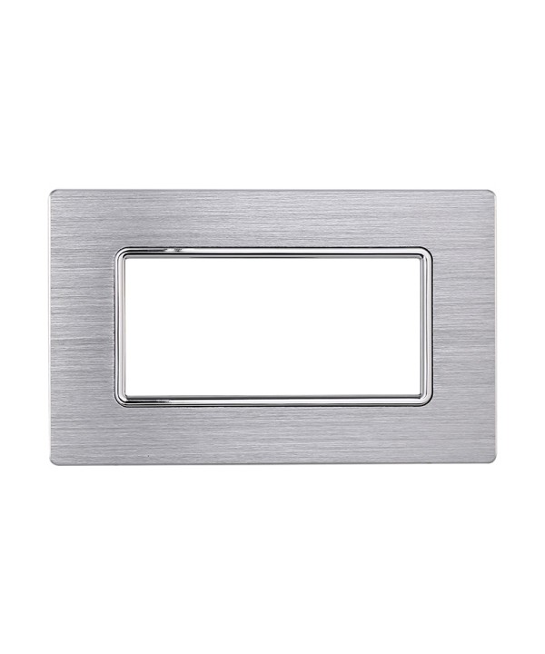 ETTROIT Placca In Alluminio Serie Solar 4P Colore Silver Lucido Compatibile Con Bticino Matix