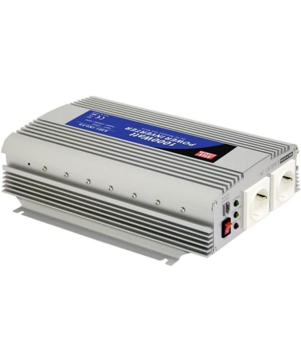 MeanWell A301-1K0-F3 Inverter 1000W Inverter Onda Sinusoidale Modificata In 12V Out 230VAC 2 Presa Schuko