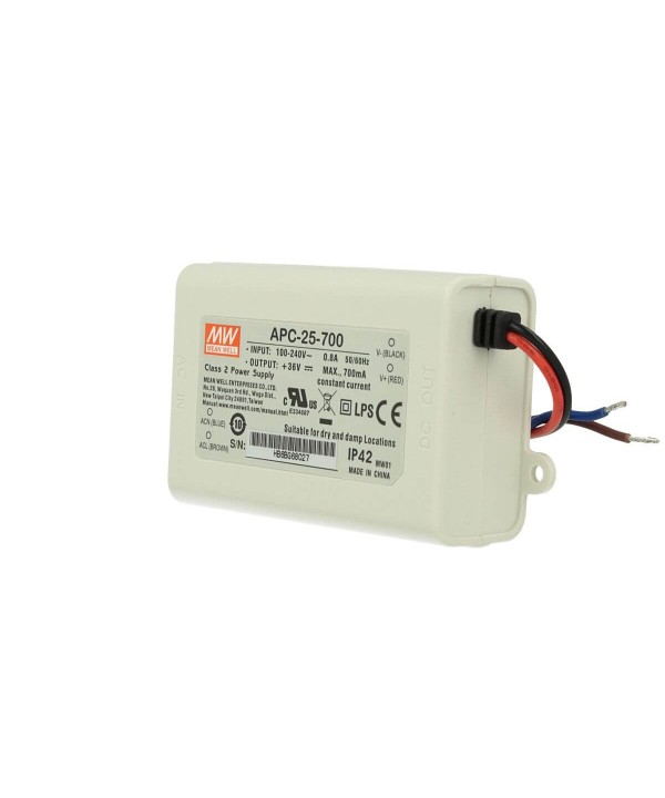 Led Driver CC MeanWell APC-25-700 Trasformatore 700mA 9V-36V DC 25W Corrente Costante IP42