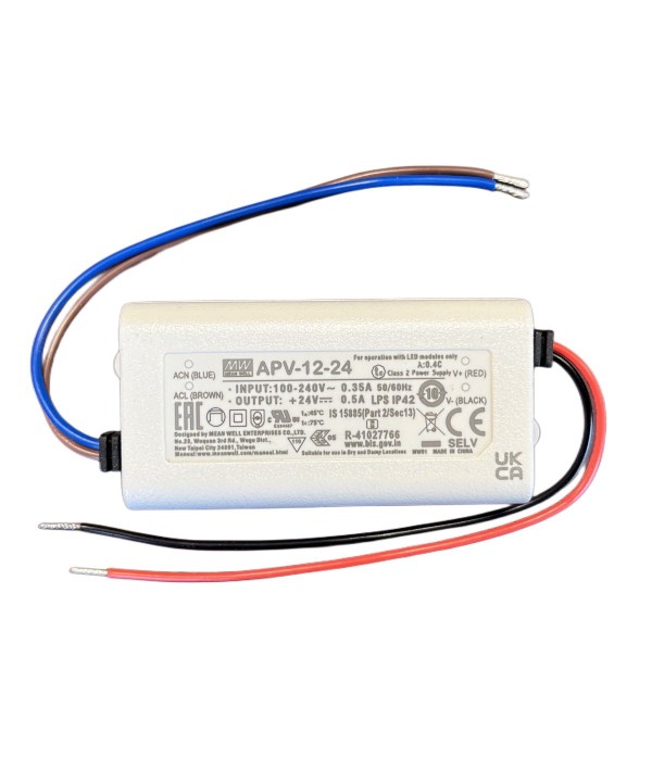 MeanWell APV-12-24 Alimentatore 12W 24V 0,5A IP42 Input 220V e 110V
