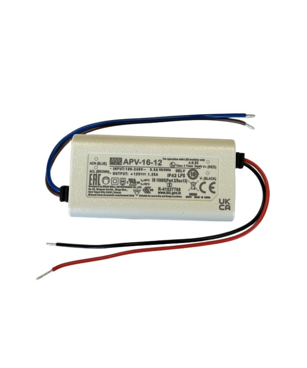 MeanWell APV-16-12 Alimentatore 16W 12V 1,25A IP42 Input 220V e 110V