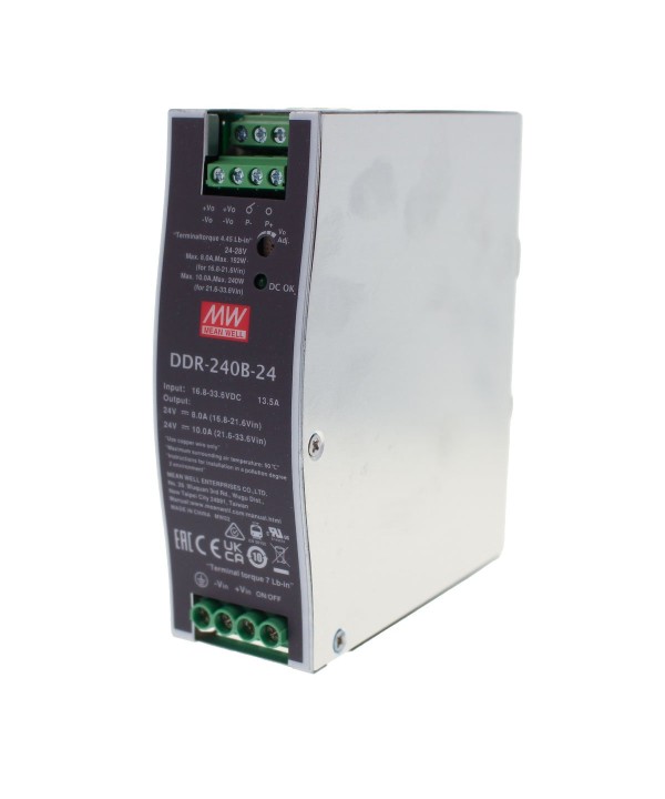 MeanWell DDR-240B-24 Convertitore tipo DC-DC per Guida DIN Input 16,8-33,6V Output 24V 10A 240W