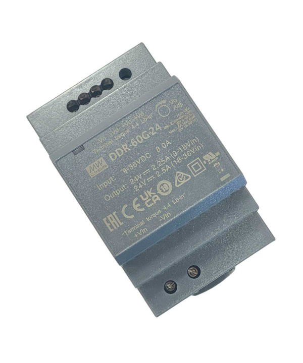 MeanWell DDR-60G-24 Convertitore tipo DC-DC per Guida DIN Input 9-36V Output 24V 2,5A 60W