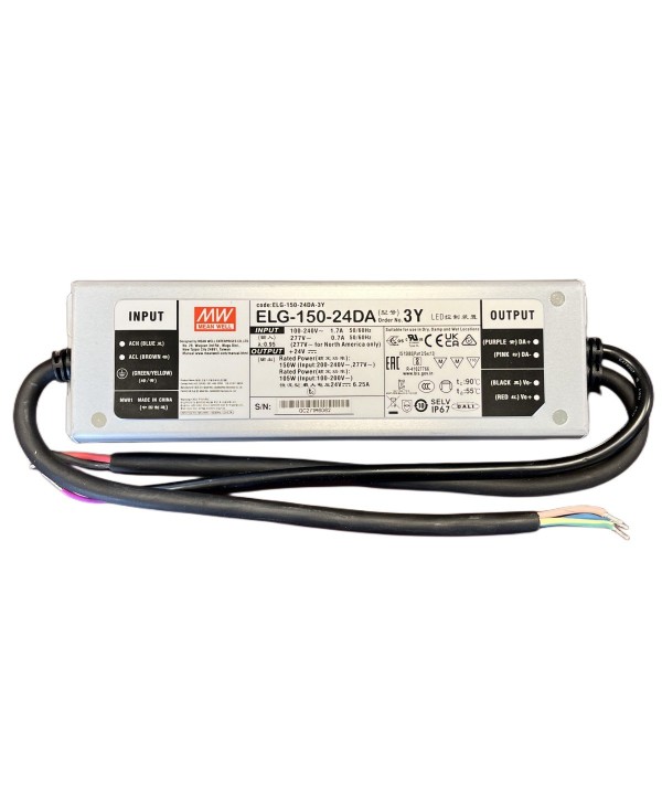 MeanWell ELG-150-24DA-3Y Alimentatore Dimmerabile DALI IP67 150W 24V 6,25A Input 220V e 110V