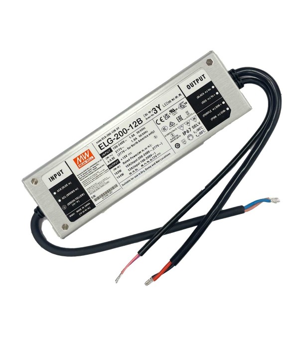MeanWell ELG-200-12B-3Y Alimentatore IP67 192W 12V 16A Input 220V e 110V Dimmerabile 3 In 1 0-10V PWM Resistenza