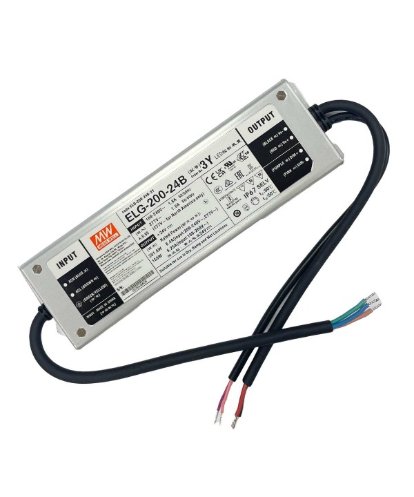 MeanWell ELG-200-24B-3Y Alimentatore Dimmerabile 0-10V PWM Resistenza IP67 200W 24V 8,4A Input 220V e 110V