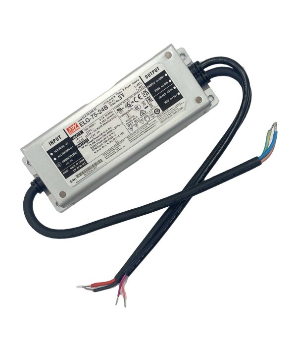 MeanWell ELG-75-24B-3Y Alimentatore Dimmerabile 0-10V PWM Resistenza IP67 75W 24V 3,15A Input 220V e 110V