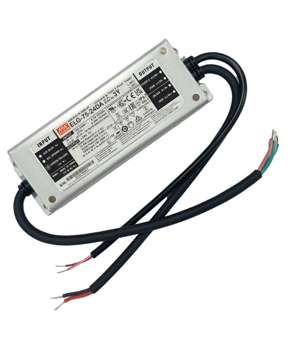MeanWell ELG-75-24DA-3Y Alimentatore Dimmerabile DALI IP67 75W 24V 3,15A Input 220V e 110V