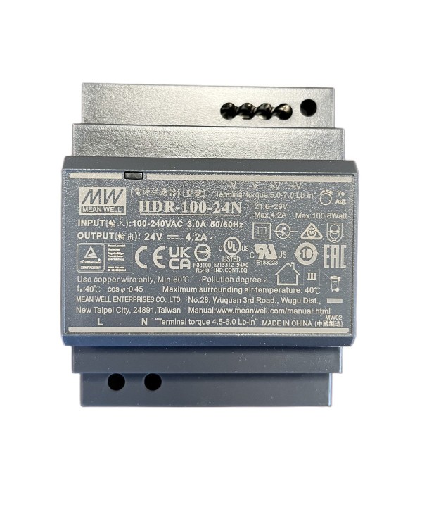 MeanWell HDR-100-24N Alimentatore Guida DIN 100W 24V 4,2A Input 220V e 110V