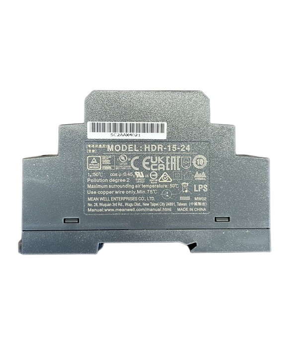 MeanWell HDR-15-24 Alimentatore Guida DIN Ultra Slim 15W 24V 0,63A Input 220V e 110V