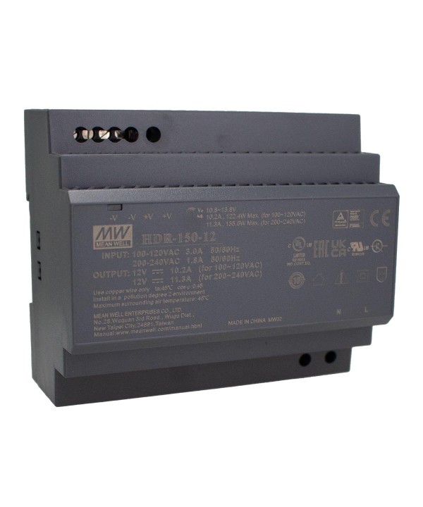 MeanWell HDR-150-12 Alimentatore Guida DIN 150W 12V 12,5A Input 220V e 110V