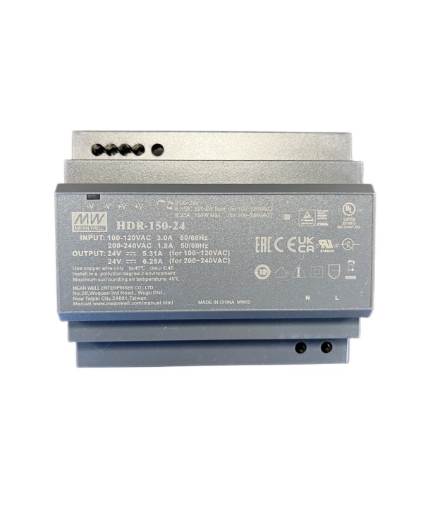 MeanWell HDR-150-24 Alimentatore Guida DIN 150W 24V 6,25A Input 220V e 110V