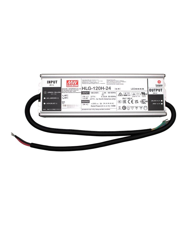 Meanwell HLG-120H-24 Alimentatore Led Driver CC CV 120W 24V 5A IP67 Input 220V 110V