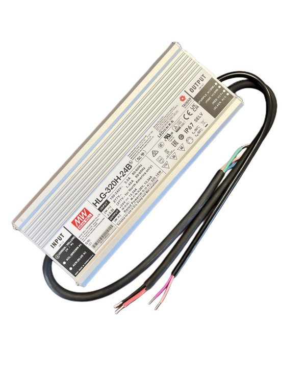 MeanWell HLG-320H-24 Alimentatore Led Driver CV CC IP67 320W 24V 13,34A Input 220V e 110V