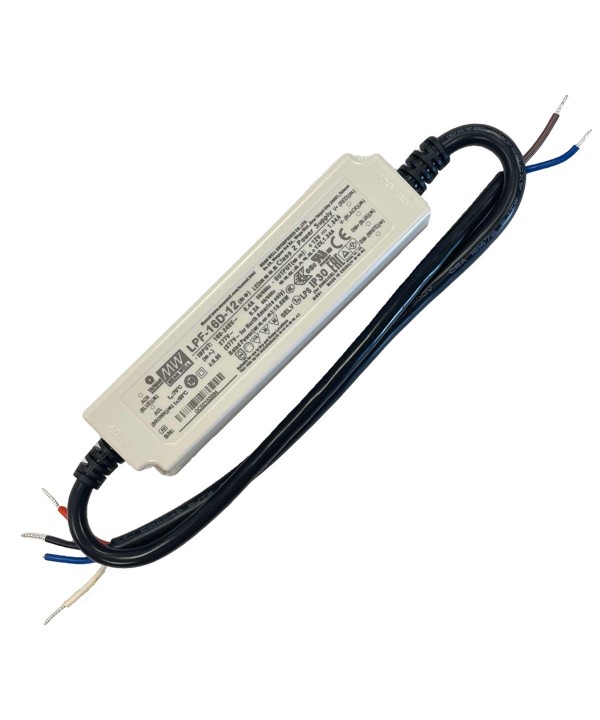 MeanWell LPF-16D-12 Alimentatore Led Driver CC CV 12V 1,34A 16W IP67 Input 220V e 110V Dimmerabile 3 In 1