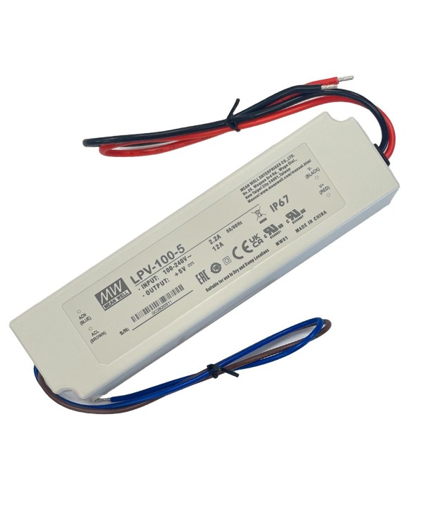 MeanWell LPV-100-5 Alimentatore Trasformatore CV Impermeabile IP67 5V 60W 12A Input 220V e 110V
