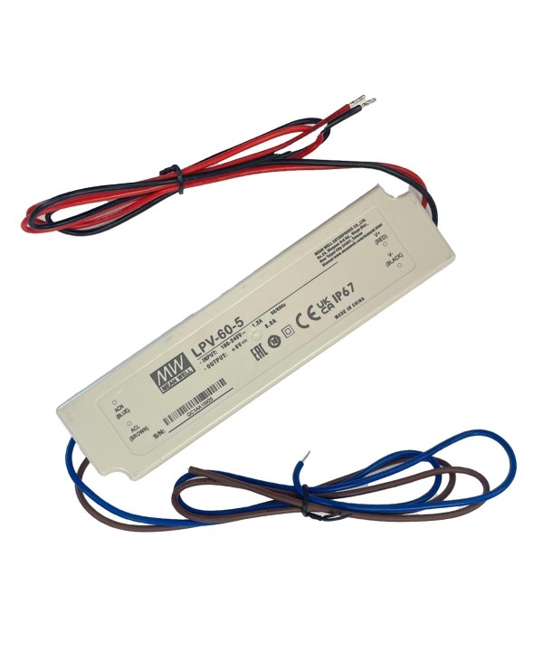 MeanWell LPV-60-5 Alimentatore Trasformatore CV Impermeabile IP67 5V 40W 8A Input 220V e 110V