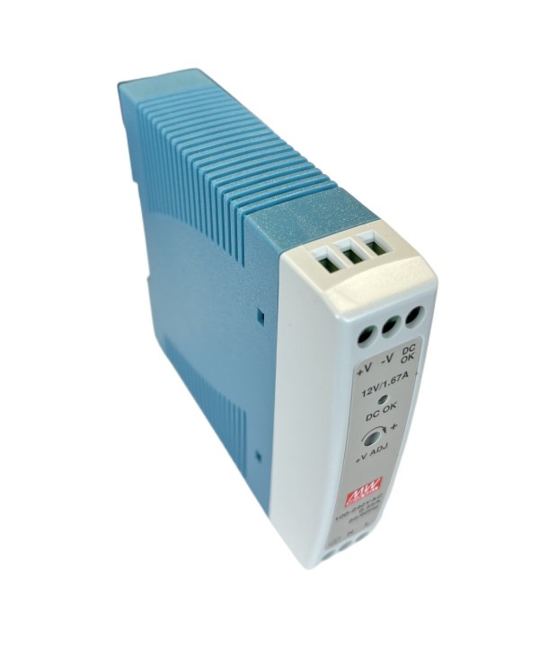MeanWell MDR-20-12 Trasformatore Rotaia Industriale 12V 20W 1,67A Barra Guida DIN Rail Power Supply Input 220V 110V