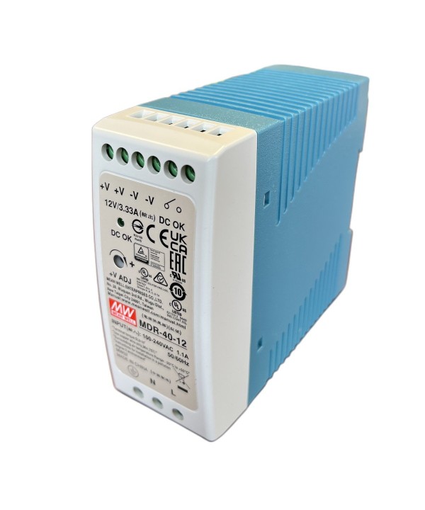 MeanWell MDR-40-12 Alimentatore Guida DIN 40W 12V 3,33A Input 220V e 110V