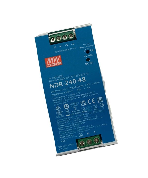 MeanWell NDR-240-48 Trasformatore Rotaia Industriale 48V 240W 5A Barra Guida DIN Rail Power Supply Input 220V 110V