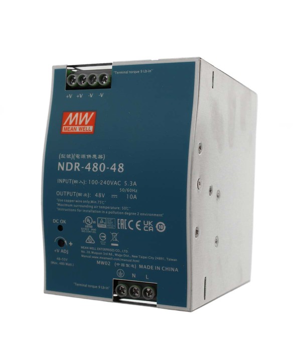 MeanWell NDR-480-48 Trasformatore Rotaia Industriale 48V 480W 10A Barra Guida DIN Rail Power Supply Input 220V 110V