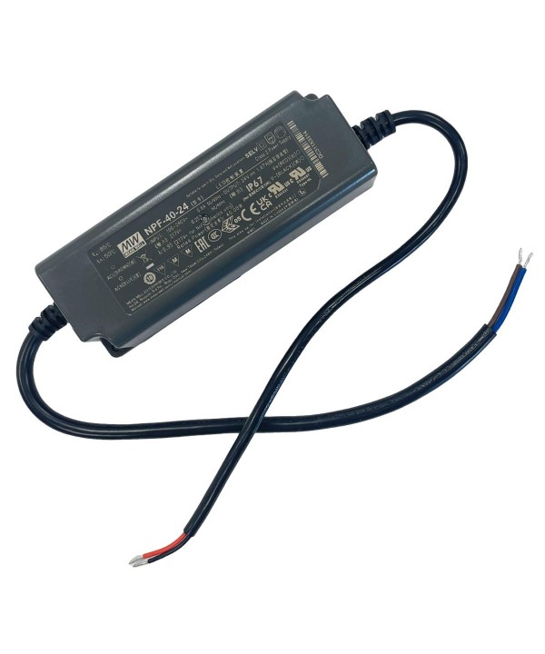MeanWell NPF-40-24 Alimentatore Trasformatore IP67 40W 24V 1,67A Input 220V e 110V