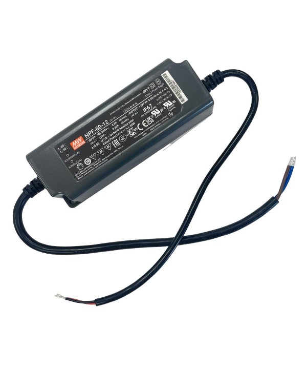 MeanWell NPF-60-12 Alimentatore Trasformatore IP67 60W 12V 5A Input 220V e 110V