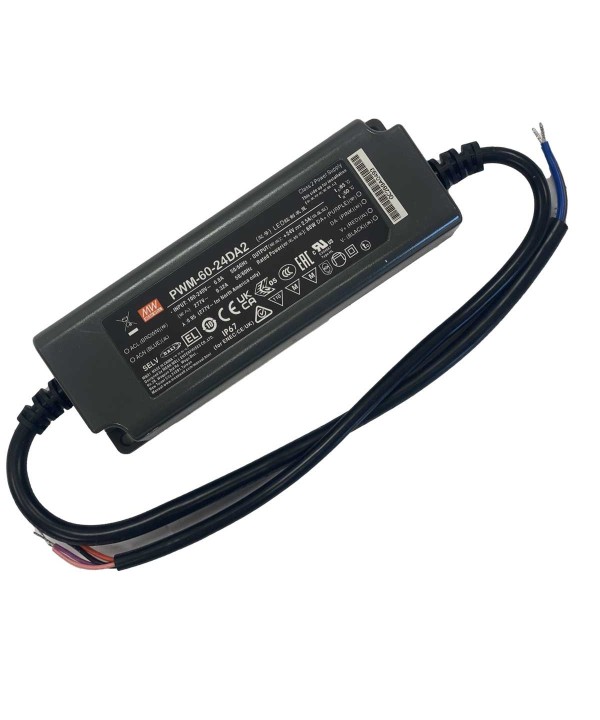 MeanWell PWM-60-24DA2 Alimentatore Led Dimmerabile DALI e DALI-2 60W 24V 2,5A IP67 Input 220V e 110V