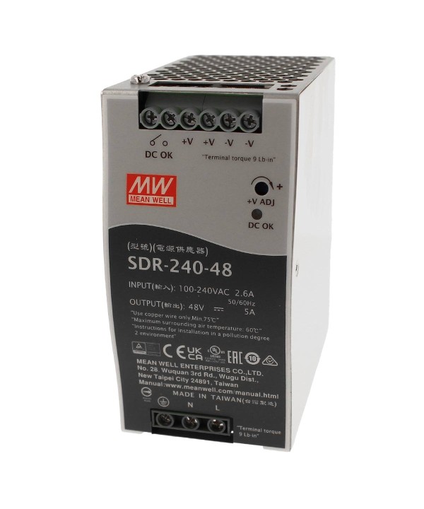 MeanWell SDR-240-48 Alimentatore DIN RAIL 240W 48V 5A Per Automazione Industriale Input 220V 110V