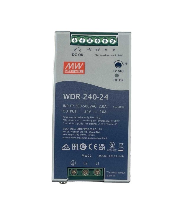 MeanWell WDR-240-24 Alimentatore Slim DIN Rail 240W 24V 10A Input 180-550V