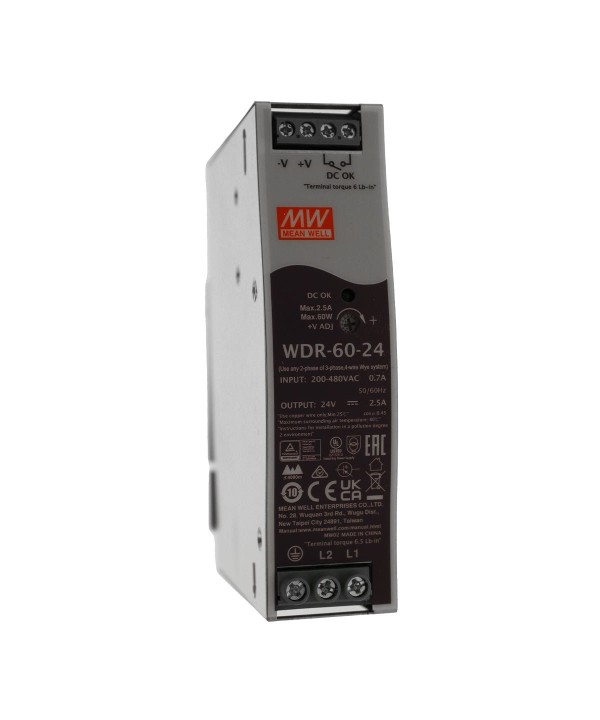 MeanWell WDR-60-24 Alimentatore Slim DIN Rail 60W 24V 2,5A Input 180-550V