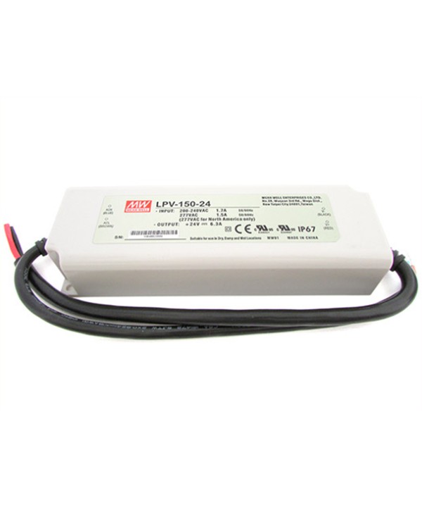 Alimentatore Trasformatore CV MeanWell Impermeabile IP67 24V 150W 6,3A LPV-150-24 Input 220V e 110V Input 220V e 110V