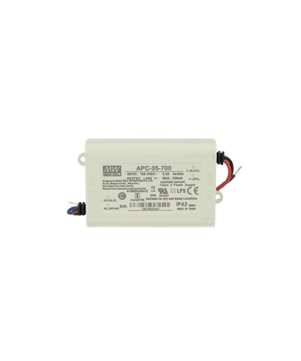 Led Driver CC MeanWell APC-35-700 Trasformatore 700mA 15V-50V DC 35W Corrente Costante IP42