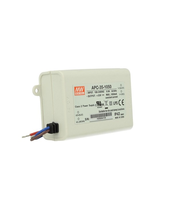 Led Driver CC MeanWell APC-35-1050 Trasformatore 1050mA 11V-33V DC 35W Corrente Costante IP42