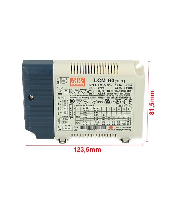 Led Driver CC Meanwell LCM-60 Dimmerabile 0/1-10V 10V PWM Resistance Corrente Costante Modulare 500/600/700/900/1050/1400mA