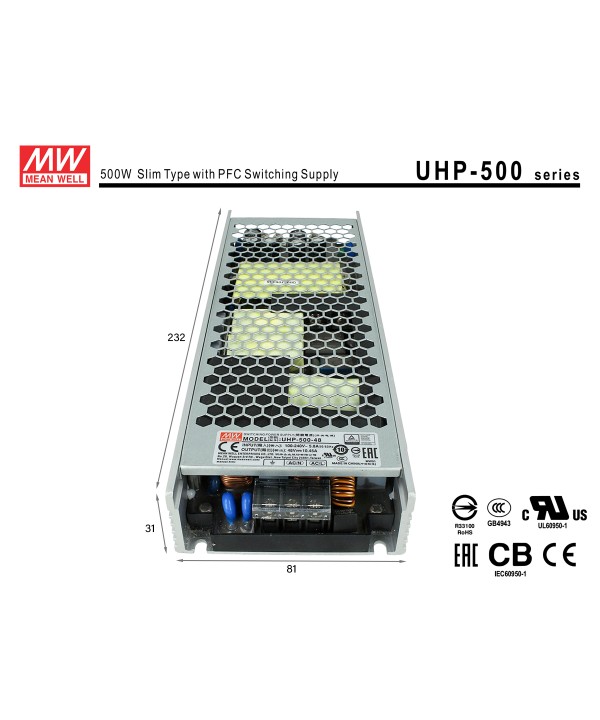 Alimentatore MeanWell CV 48V 500W 10,45A Senza Ventola UHP-500-48 Trasformatore Da AC 220V A DC 48V