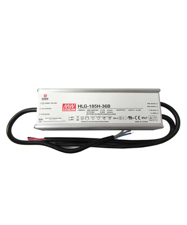 Meanwell HLG-185H-12B Led Driver Corrente Costante CC 13A 6-12VDC Alimentatore Voltaggio Costante CV 12V 156W Dimmerabile 1-10V PWM