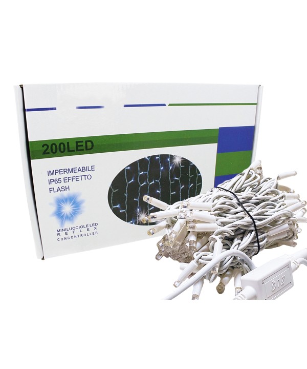 Tenda Luminosa Da Esterno Professionali 200 Luci 3M X 1M Colore Bianco Freddo Effetto Cascata 20 Tende IP65 Prolungabile