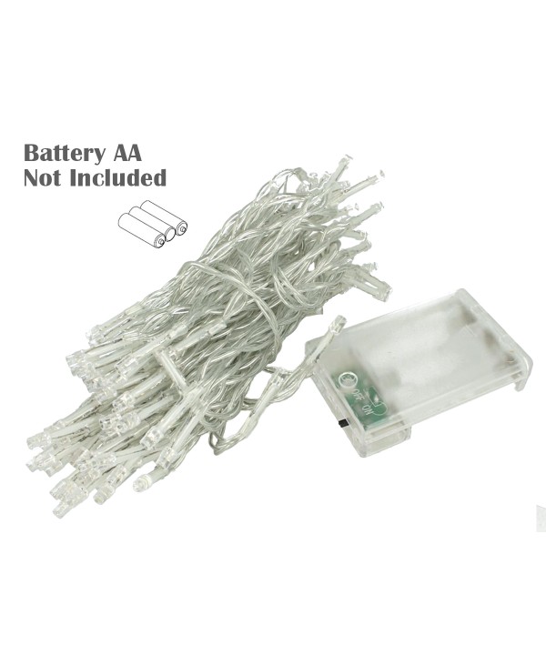Stringa Luci Led A Batteria Con 50 Led Bianco Freddo 5 Metri IP20 4,5V Decorazione Natale