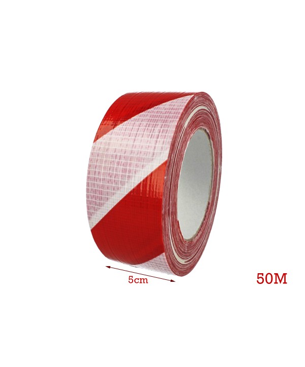 Nastro Striscia Distanza di Cortesia Bianco Rosso 5cm X 50mt Adesivo Pavimento Marcatura Delimitazione Zone Distanza Sicurezza Segnaletica