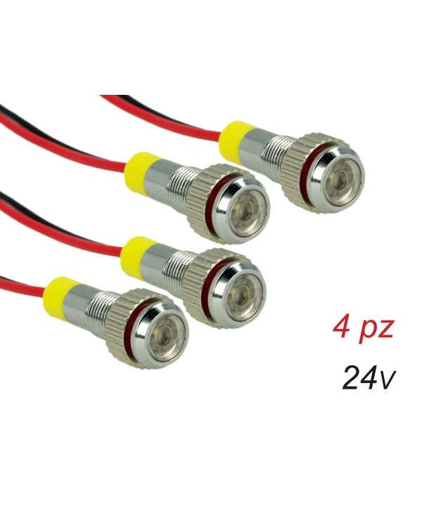 4 Pezzi Mini Viti Lampada Led Screw Con Filo Rondella 24V Bianco 6000K Luci Spia Per Camion Barca Trattore