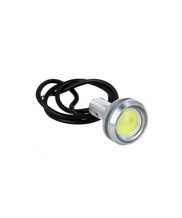 Power Led A Bottone Modello Slim 12V 2W Bianco Freddo IP67 Eagle Eye Led Luci Diurne Carcassa Argento