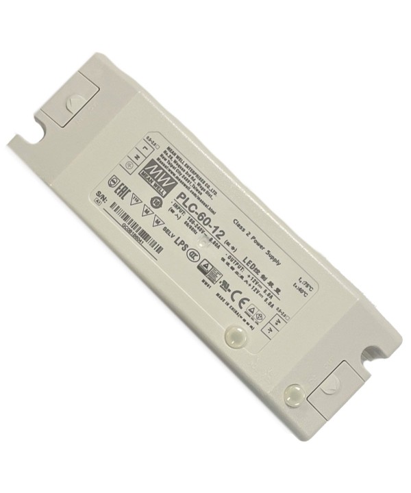 Meanwell PLC-60-12 Alimentatore 12V 5A 60W Con Scatola Chiusa In Plastica Input 220V e 110V