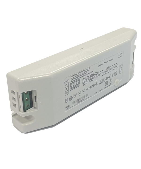 Meanwell PLC-60-24 Alimentatore 24V 2,5A 60W Con Scatola Chiusa In Plastica Input 220V e 110V