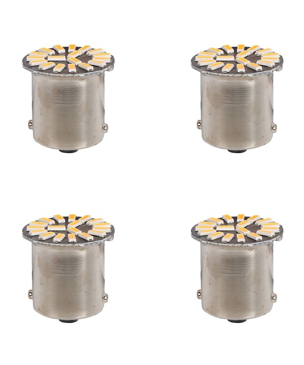4 Pezzi Lampada Led BA15s S25 P21W R5W 18 SMD 4014 12V 300lm 1.5W Luce Gialla Ambra Piedi Dritti H23mm