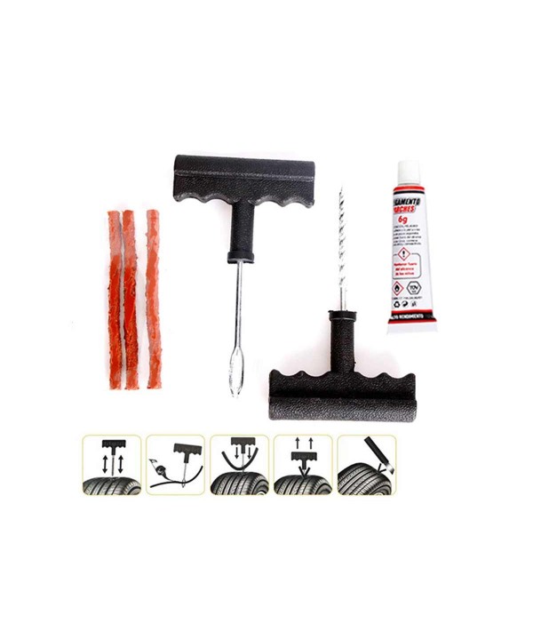 Kit Riparazione per Pneumatici Camera d'Aria Auto Moto Veicoli con Pneumatici in Gomma Kit da 6 Pezzi