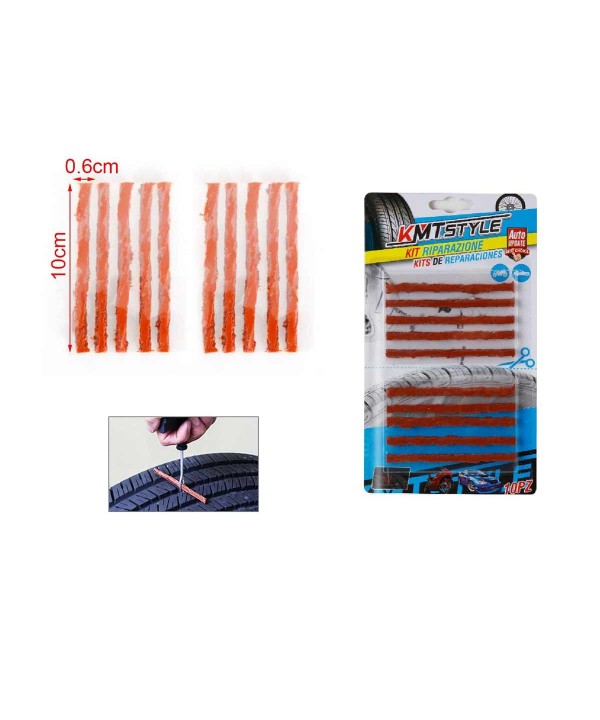 10 Pezzi Strisce Riparazione Pneumatici Tubeless 0,6X10CM