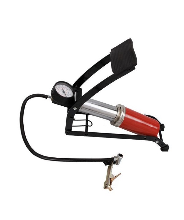 Pompa A Pedale Con Manometro Mono Cilindro Valvola Presta Schrader e 3 Adattatori Per Bici Moto Monopattino Gonfiabili Pallone