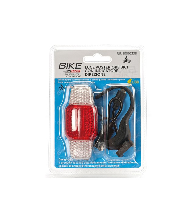 Fanale Bici Posteriore Led Rosso Con Frecce e Indicatori Di Direzione Arancione Ricaricabile
